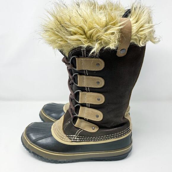 Sorel Brown Joan of Arctic Lace Up Snow Boots Waterproof Women's 9 Faux Fur Trim - Picture 3 of 9